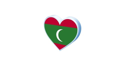 3D Rotating Maldives Flag Heart Animation