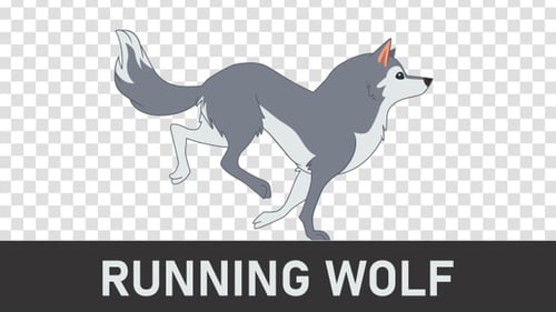 Cartoon Wolf Running Animation Cycle