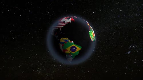 Rotating 3D Globe with National Flags for Global Presentations