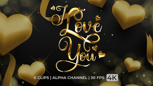 Animated Golden Love You Text Message