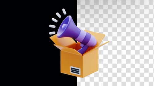 3D Box Opening With Megaphone Reveal Animation