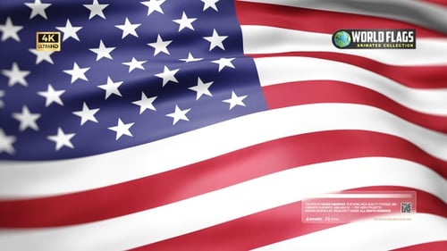 Realistic American Flag Waving Seamless Loop Animation