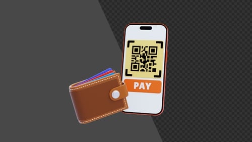 3D Animation of QR Payment | Alpha Channel