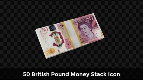 Rotating Stack of British Fifty Pound Banknotes