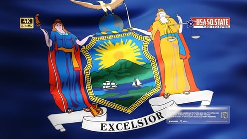Waving New York State Flag Seamless Loop Animation