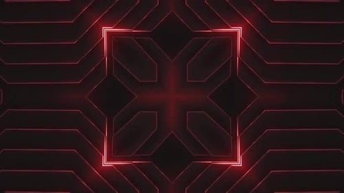 Red Neon Futuristic Geometric Pattern Loop