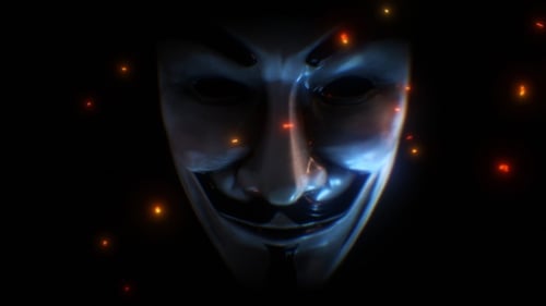 Máscara anónima de Guy Fawkes 04 con brasas