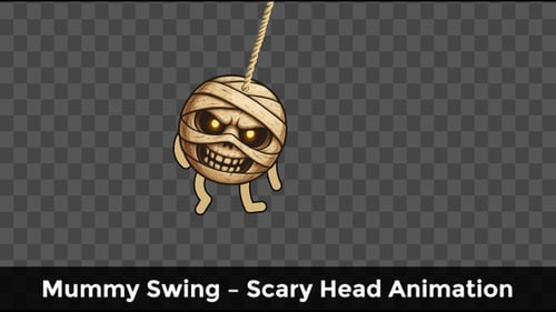 Cartoon Mummy Character Hanging and Swaying Halloween Animation