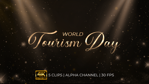 Animação de texto do Dia Mundial do Turismo