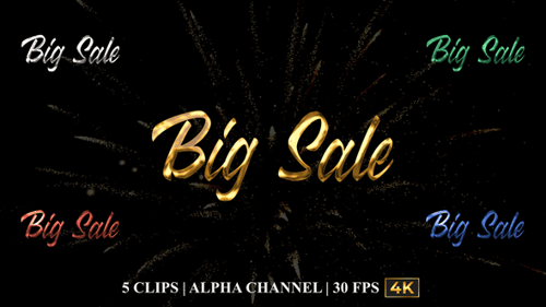 Animated Metallic Cursive 'Big Sale' Text Title Pack