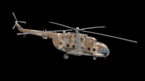3D Military Helicopter Flying with Alpha Channel