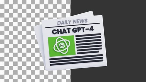 3D Animation of Chat Gpt 4 Newspaper | Alpha Channel