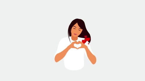 Self Love Concept Junges Mädchen bastelt Handherzsymbol mit ihren Finger V2