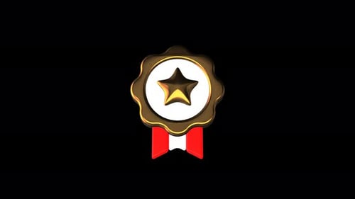 3D Golden Award Badge with Star Reveal Animation
