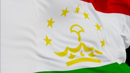 Vertical Waving Flag of Tajikistan on Transparent Alpha Channel
