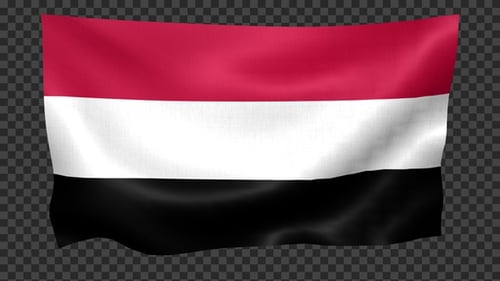 Animated Yemen Flag Waving on Transparent Background