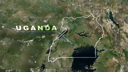 Uganda Map Zoom and Outline Reveal Animation