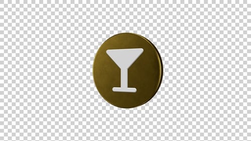 Cocktail Glass Icon Rotating Golden