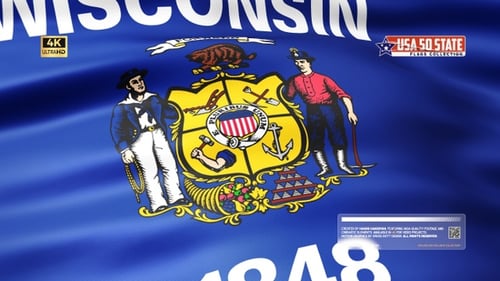 Waving Wisconsin State Flag Animation