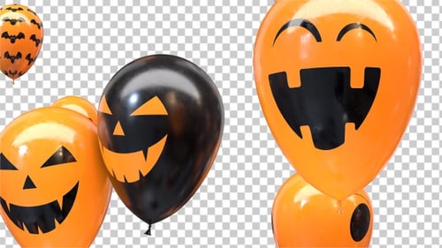 Loop Flying Halloween balls with alpha channel