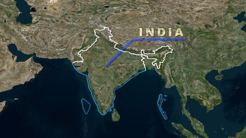 Animated World Map Zoom to India with Country Borders
