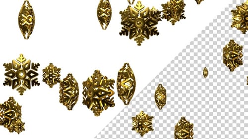 Christmas 3D Golden Snowflake Falling Alpha V3