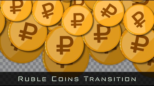 Falling Golden Ruble Coins Financial Background Animation