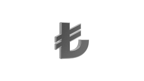 Metallic 3D Currency Symbol Seamlessly Rotating on Alpha Channel
