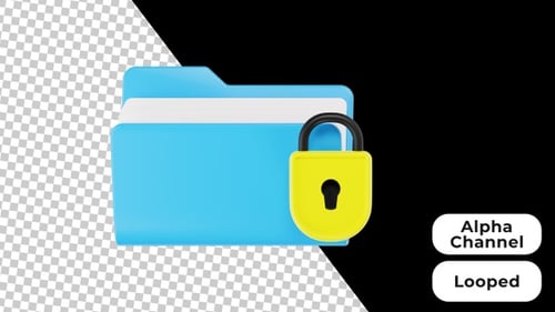 3D Animated Secure Folder | Alpha Channel