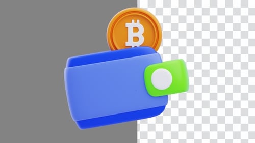 3D-Animation von Krypto-Wallets zur sicheren Aufbewahrung von Vermögenswerten | Alpha Channel