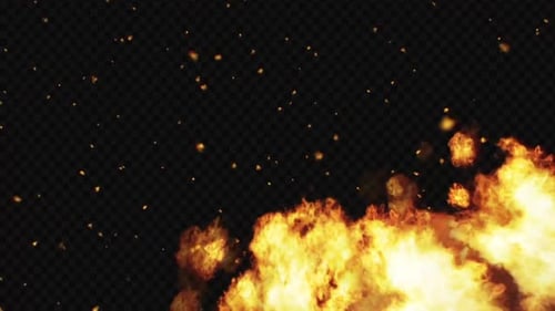 Animated Fire Flame Element Overlay with Sparks