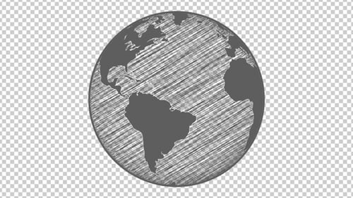Hand-Drawn Sketch Rotating Earth Globe Loop
