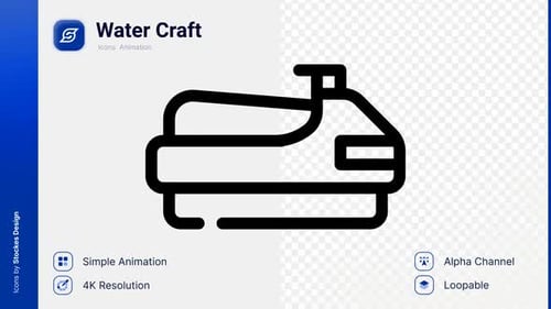 Minimalist Animated Watercraft Icon Line Drawing