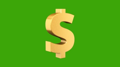 Golden Dollar Symbol On Green Screen