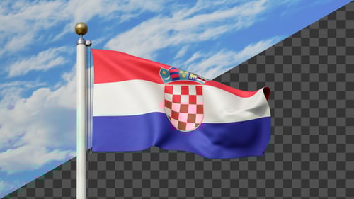 Realistic Flag of Croatia Waving in the Wind with Alpha Channel