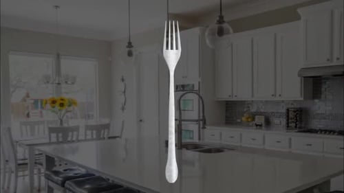 3D Silver Fork Seamlessly Rotating with Alpha Channel