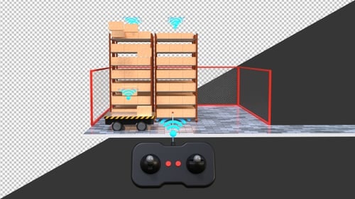 3D Smart Industrial Robot Storage Unit | Alpha Channel