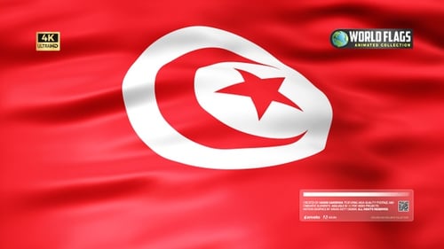 Tunisia Flag Waving Realistic Loop Animation
