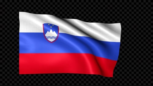 Slovenian National Flag Waving with Alpha Channel