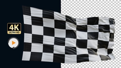 Realistic Waving Checkered Racing Flag Animation
