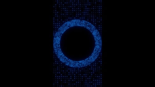 Vertikaler Video-Blauer digitaler Kreis, Punkte, Frame-Loop-Animationshintergrund