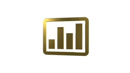 Rotating 3D Golden Bar Chart Icon Loop Animation