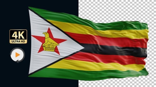 Flagge Simbabwes 4K Loop Alpha