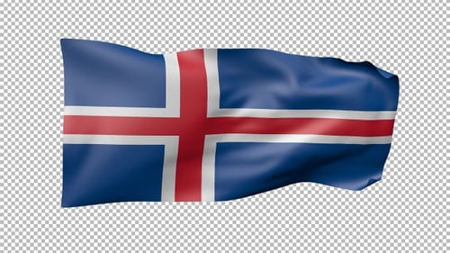 Realistic Waving Flag of Iceland Seamless Loop Animation