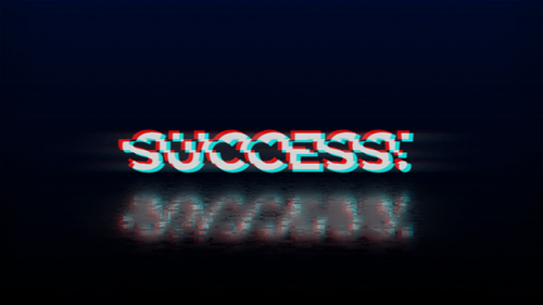 Success Glitch Text Reveal Animation