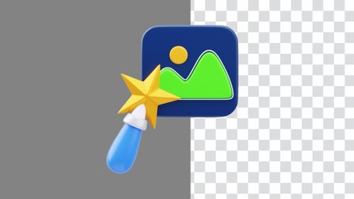 3D Animation of Image Selection magic wand | Alpha Channel