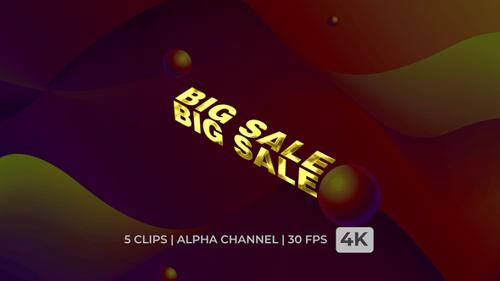 Animated 3D Big Sale Golden Text Pack