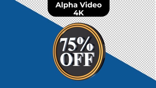 3D Spinning 75% Off Promotional Discount Tag Animation