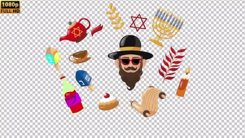 Jewish Holiday Hanukkah Pack 2D | Alpha channel