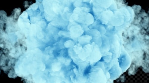 Fluid Blue Smoke Cloud Burst Transition